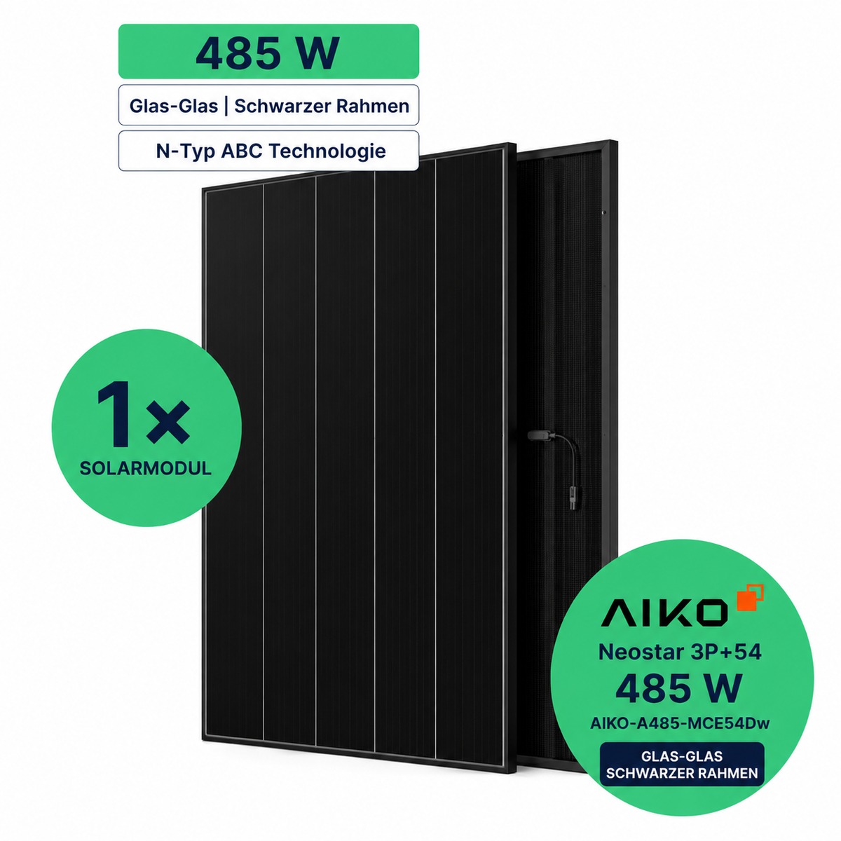 AIKO Neostar 3P+54 485 W Glas-Glas Solarmodul mit schwarzem Rahmen im Test – ABC-Doppelglasmodul mit 24,3 % Wirkungsgrad