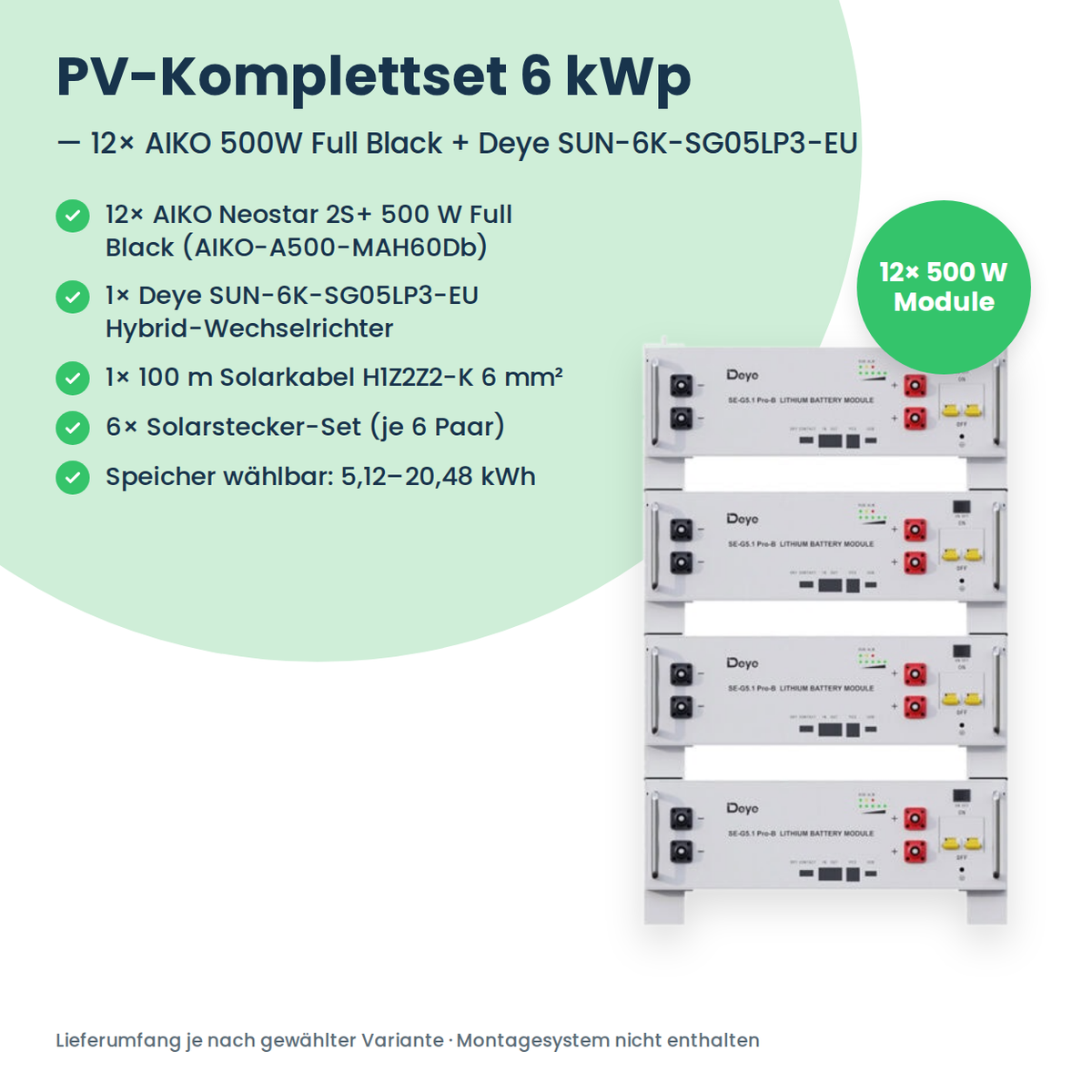Lieferumfang PV-Komplettset 6 kWp 3-ph.