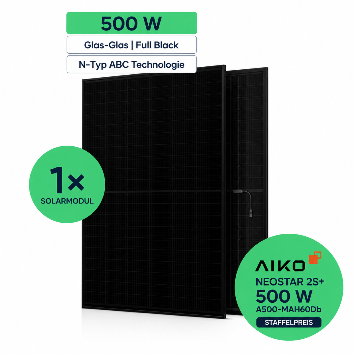 AIKO Neostar 2S+60 500 W Glas-Glas Full-Black Solarmodul Palette 37 Stück