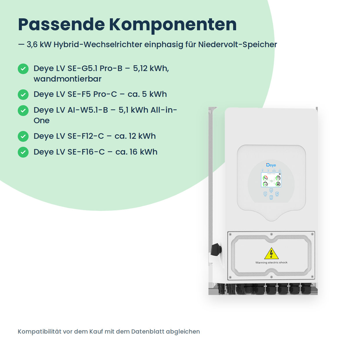Deye SUN-3.6K-SG05LP1-EU-PLUS – 3,6 kW Hybrid-Wechselrichter einphasig für Niedervolt-Speicher