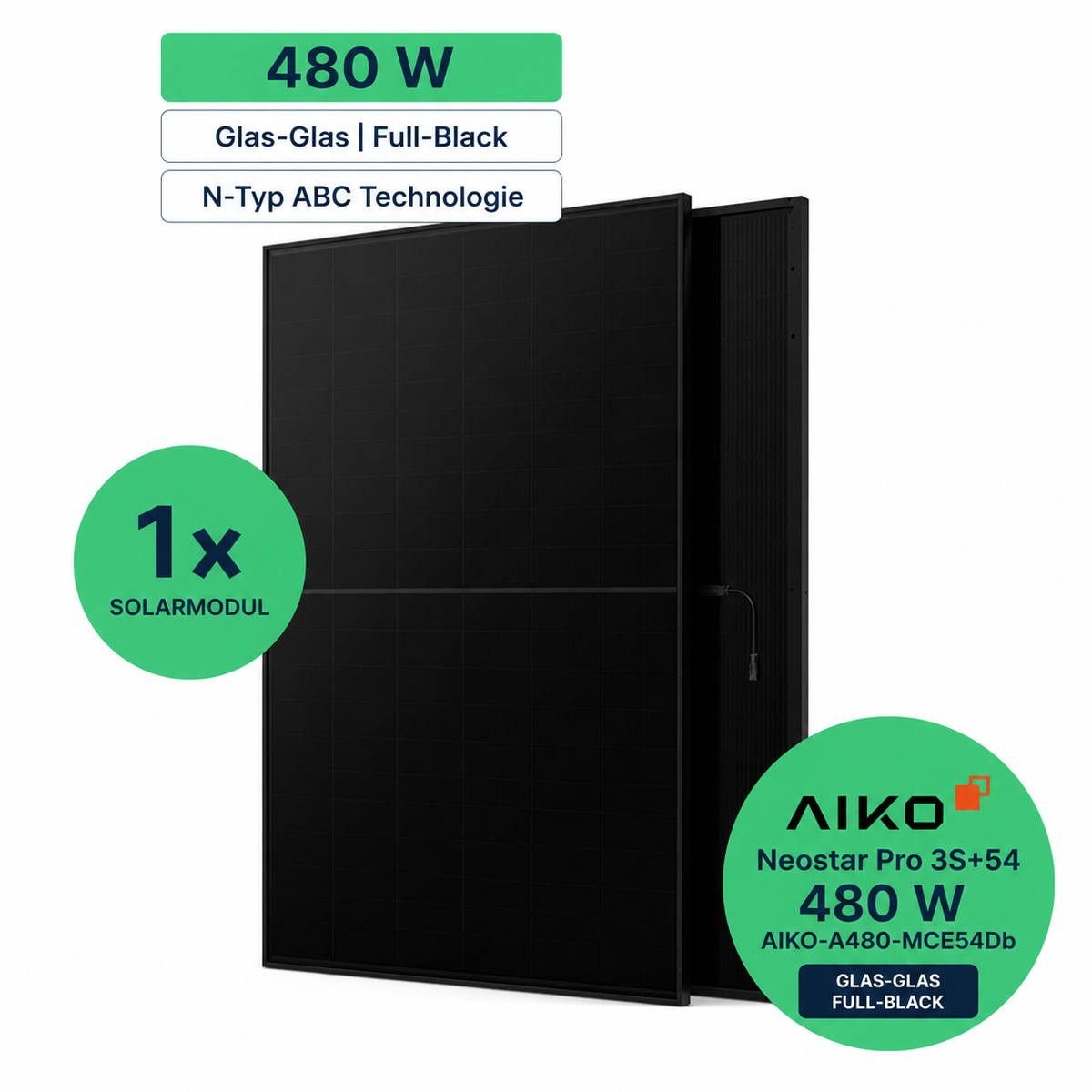 AIKO Neostar Pro 3S+54 480 W Glas-Glas Full-Black Solarmodul (AIKO-A480-MCE54Db)