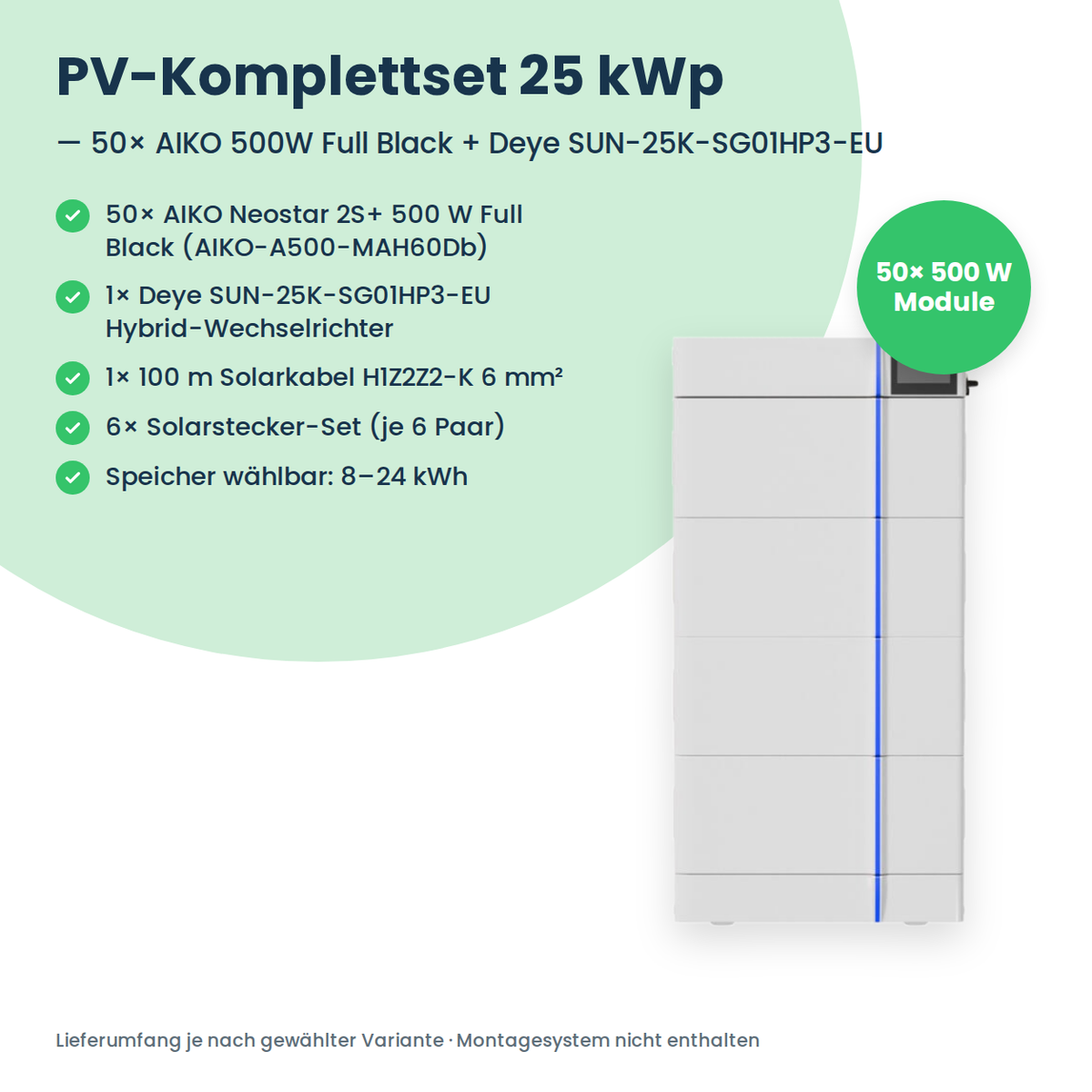 Lieferumfang PV-Komplettset 25 kWp 3-ph.