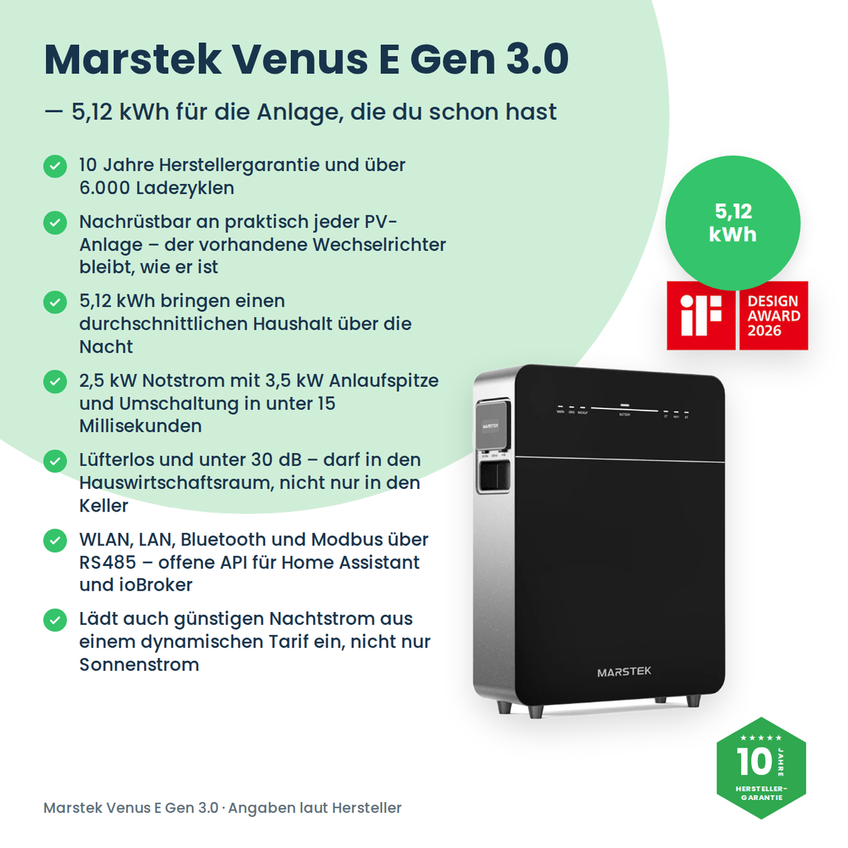 Marstek Venus E Gen 3.0 – 5,12 kWh AC-Speicher