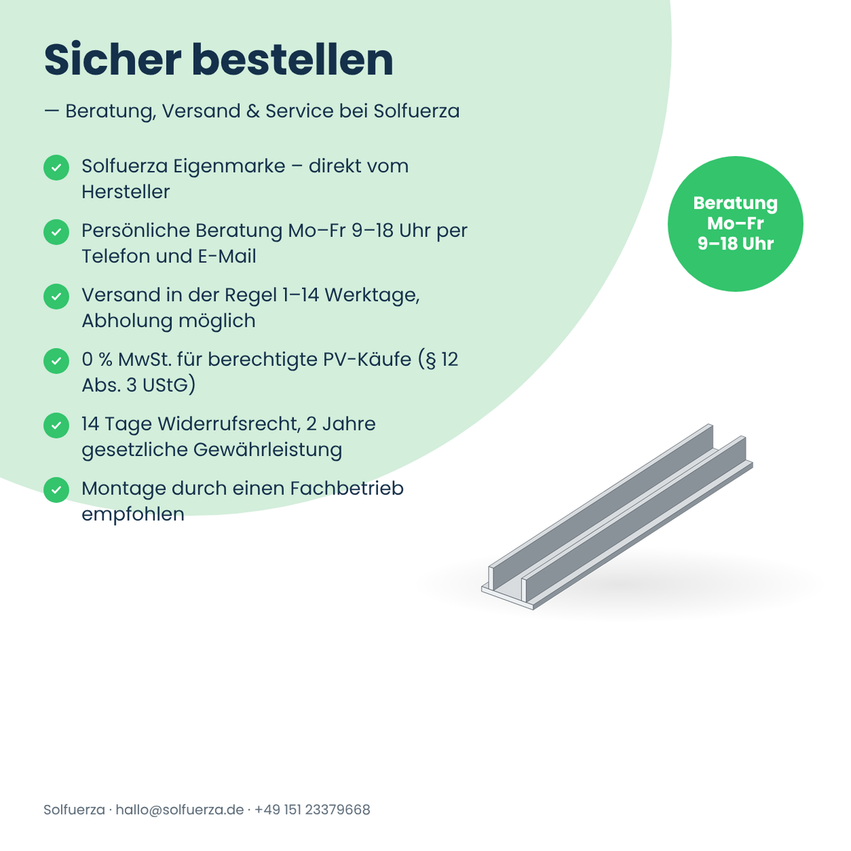 Solfuerza Flachdach Verbinder-Set für Grundschiene