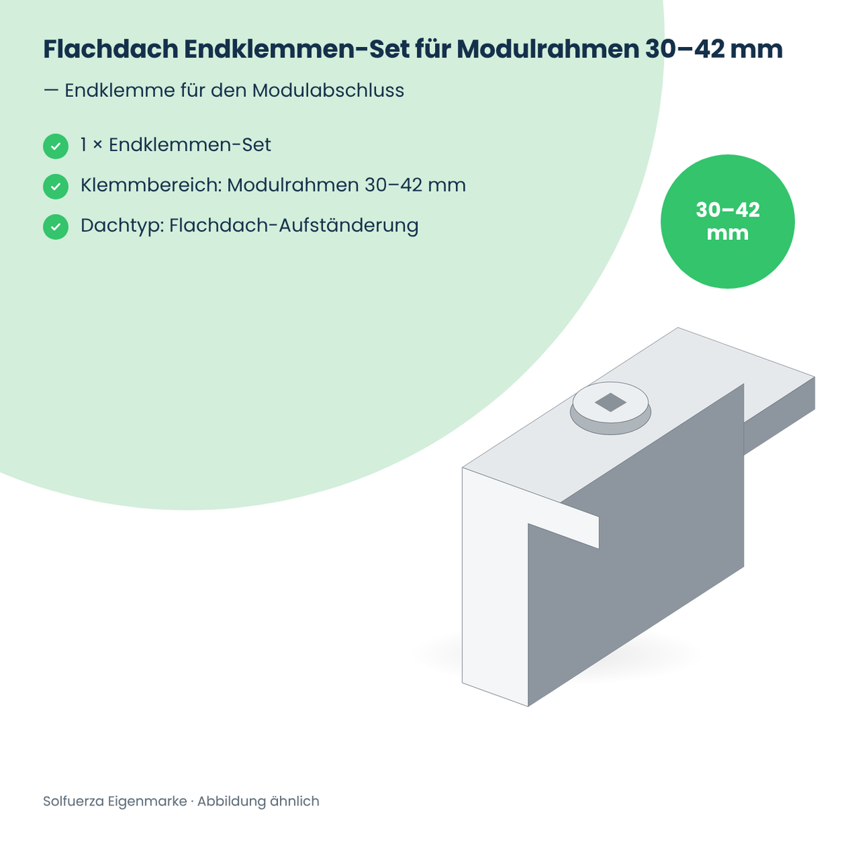 Solfuerza Flachdach Endklemmen-Set für Modulrahmen 30–42 mm