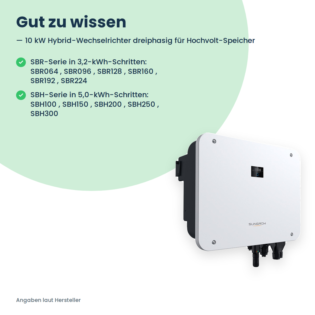 Sungrow SH10T – 10 kW Hybrid-Wechselrichter dreiphasig für Hochvolt-Speicher