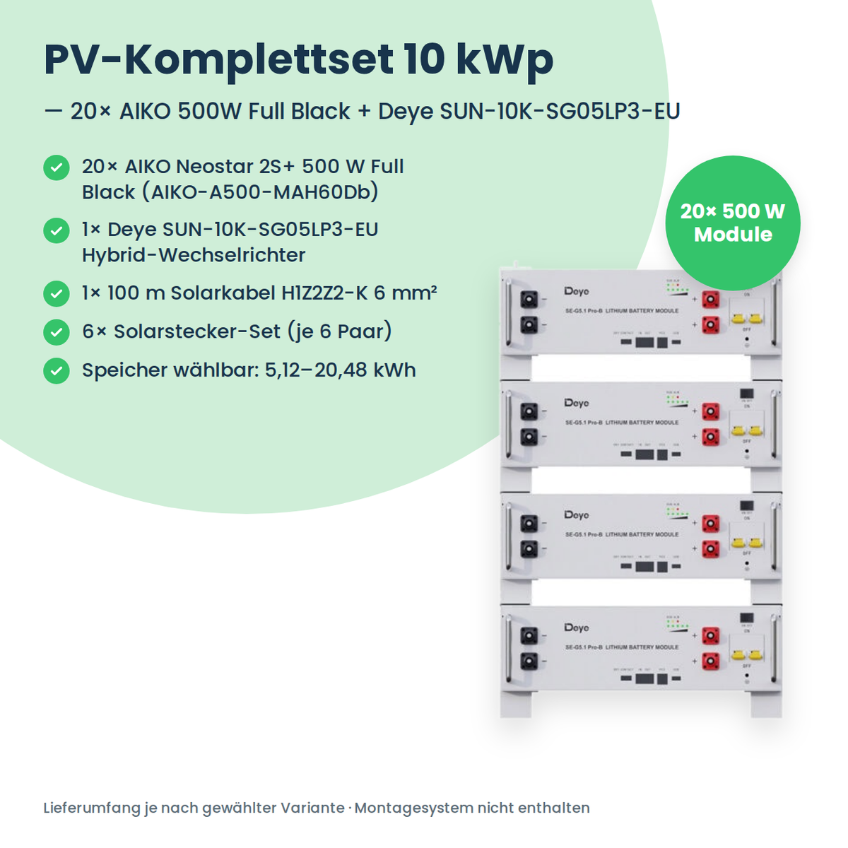 Lieferumfang PV-Komplettset 10 kWp 3-ph.