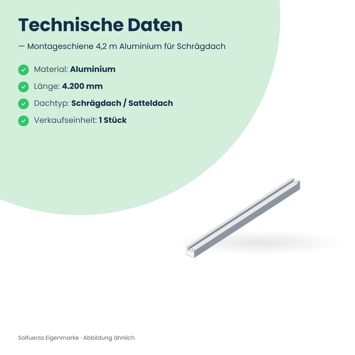 Solfuerza Montageschiene 4,2 m Aluminium für Schrägdach