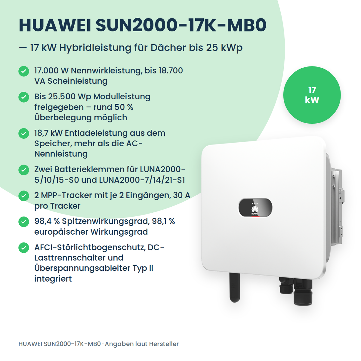 HUAWEI SUN2000-17K-MB0 Hybrid-Wechselrichter 17 kW