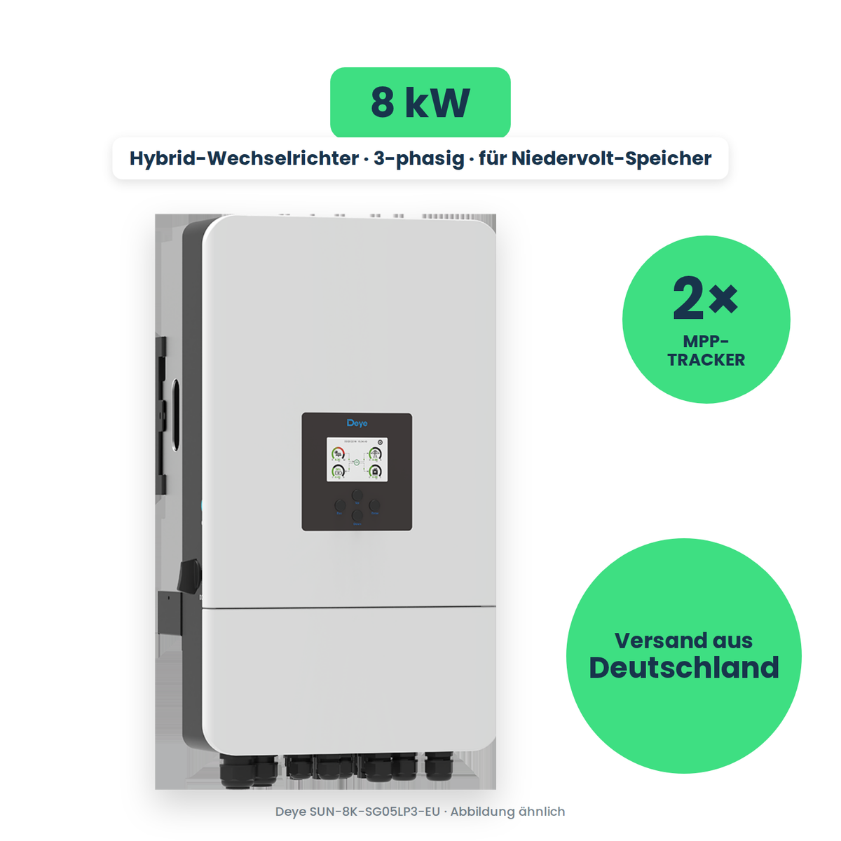 Deye SUN-8K-SG05LP3-EU – Hybrid-Wechselrichter, freigestellt