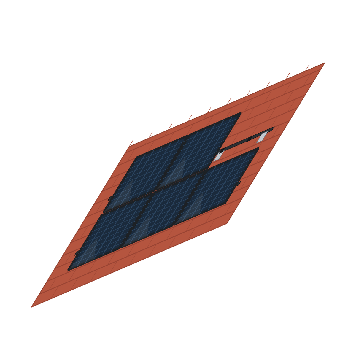 Solfuerza PV-Montagesystem Schrägdach Komplettset mit Alu-Dachhaken, Tragschienen und Modulklemmen für 10 bis 40 Solarmodule