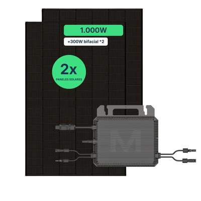 Balkonkraftwerk 1000 W Komplettset mit zwei Full-Black-Solarmodulen und Marstek Mikrowechselrichter