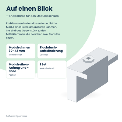 Solfuerza Flachdach Endklemmen-Set für Modulrahmen 30–42 mm