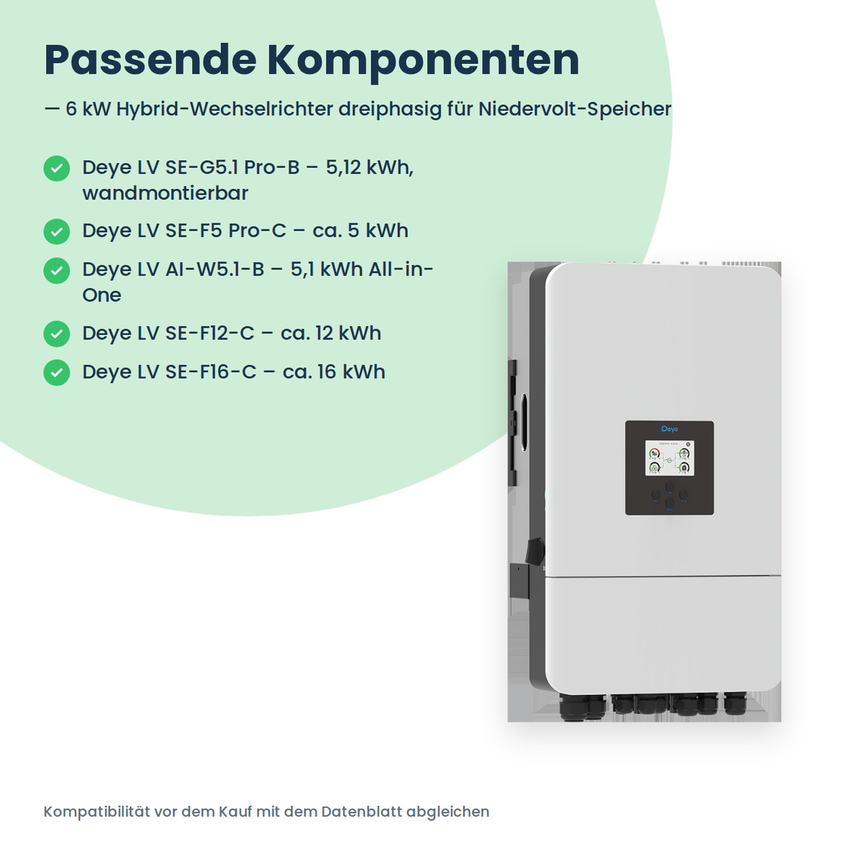 Deye SUN-6K-SG05LP3-EU – 6 kW Hybrid-Wechselrichter dreiphasig für Niedervolt-Speicher