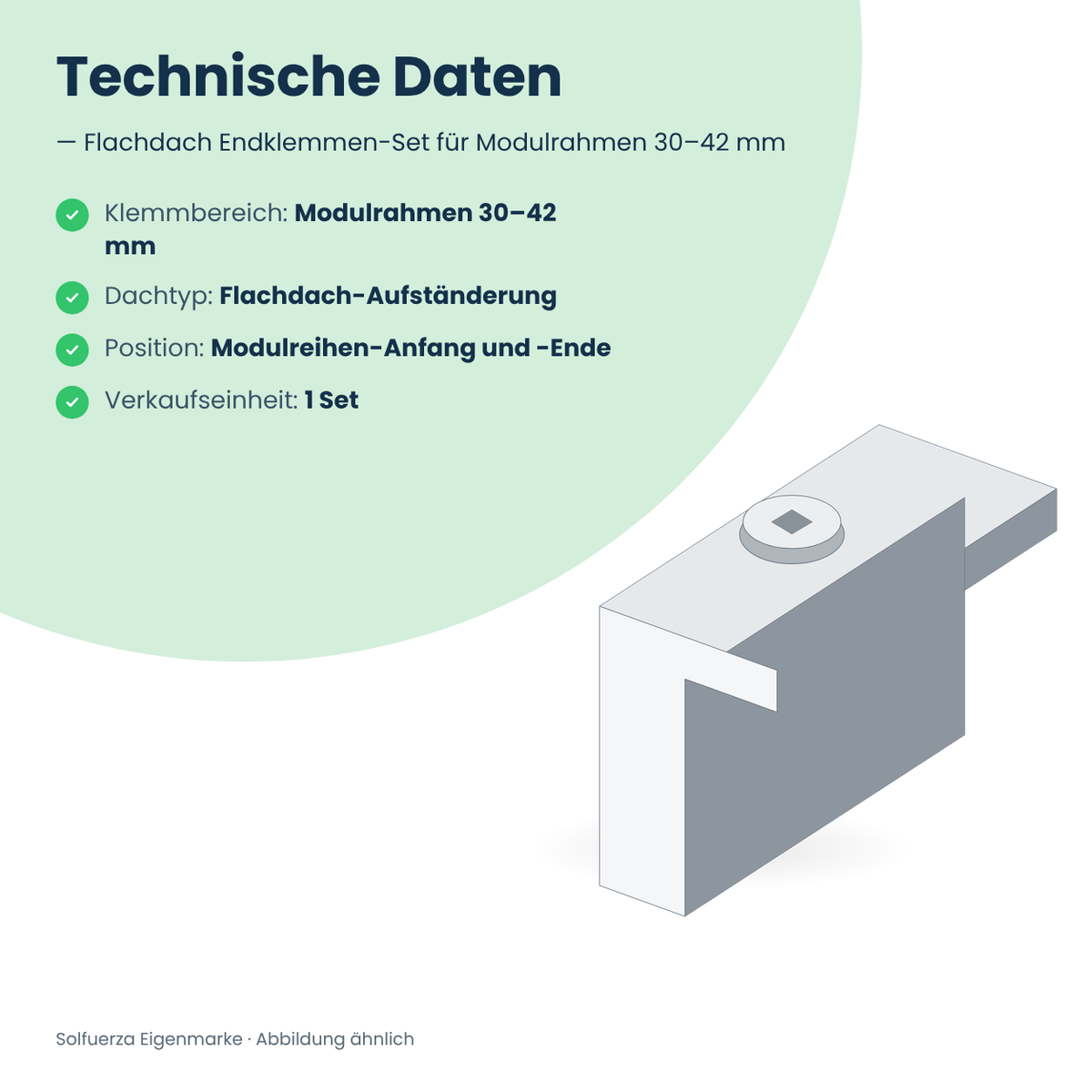 Solfuerza Flachdach Endklemmen-Set für Modulrahmen 30–42 mm