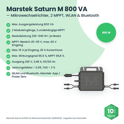 Marstek Saturn M 800 VA Mikrowechselrichter – technische Daten