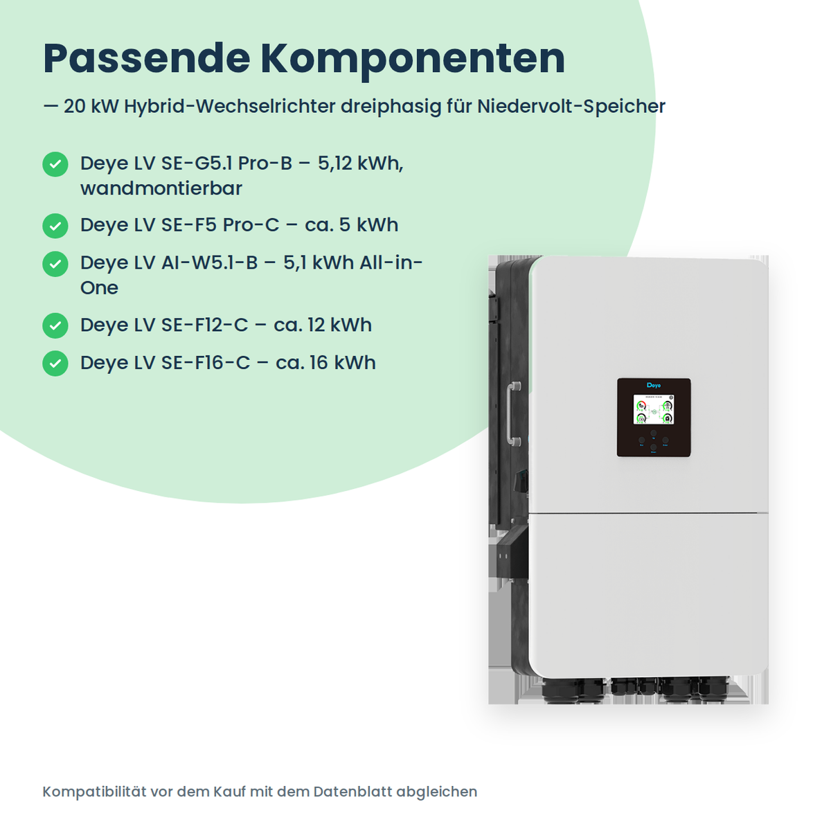 Deye SUN-20K-SG05LP3-EU-SM2 – 20 kW Hybrid-Wechselrichter dreiphasig für Niedervolt-Speicher