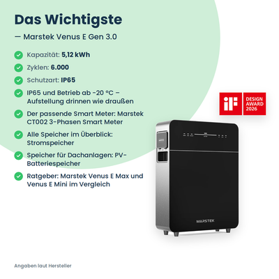 Marstek Venus E Gen 3.0 – 5,12 kWh AC-Speicher