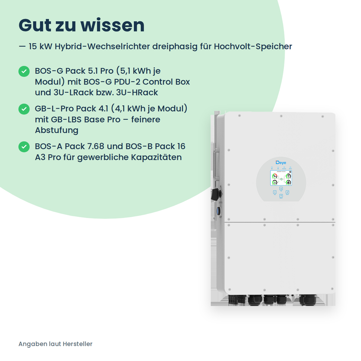 Deye SUN-15K-SG01HP3-EU – 15 kW Hybrid-Wechselrichter dreiphasig für Hochvolt-Speicher