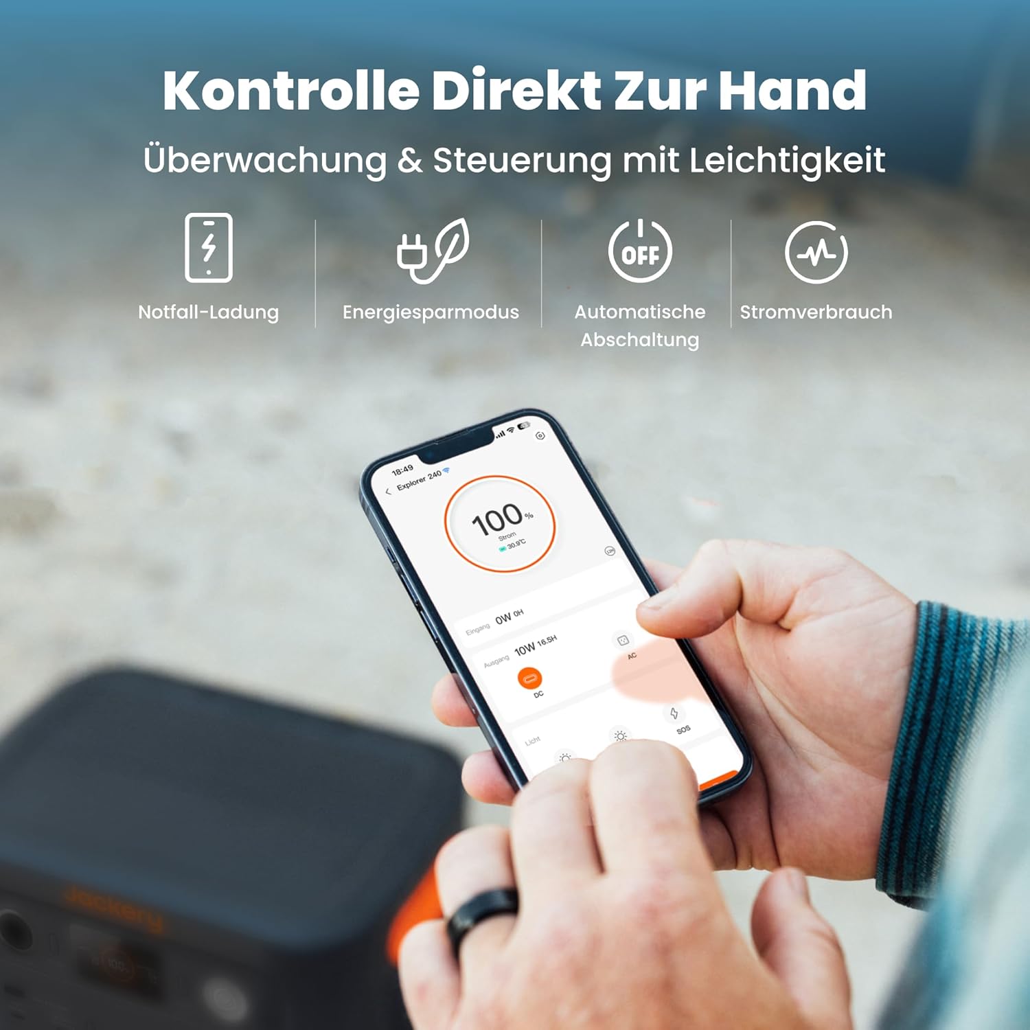 Jackery Explorer 240 v2 Tragbare Powerstation, 256Wh LiFePO4 Solargenerator mit 300W AC/100W USB-C Ausgang, Outdoor Generator für Camping, Reise, Notfall