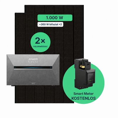 Balkonkraftwerk 1000W mit Speicher – 2× Jolywood 500W + Anker SOLIX Solarbank 3 Pro