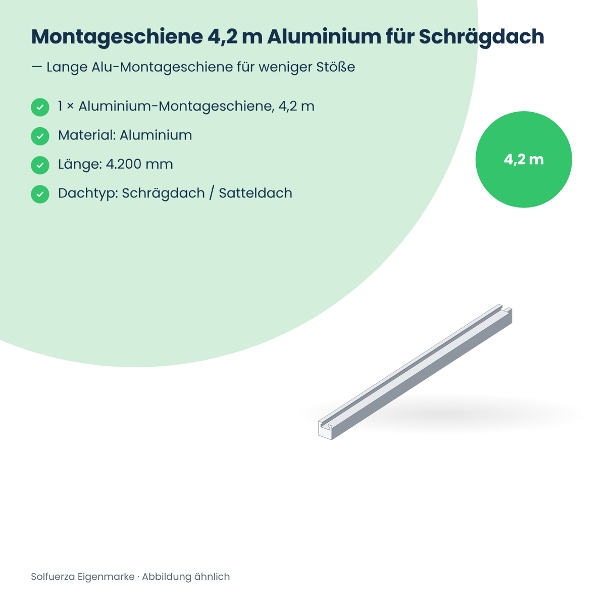 Solfuerza Montageschiene 4,2 m Aluminium für Schrägdach