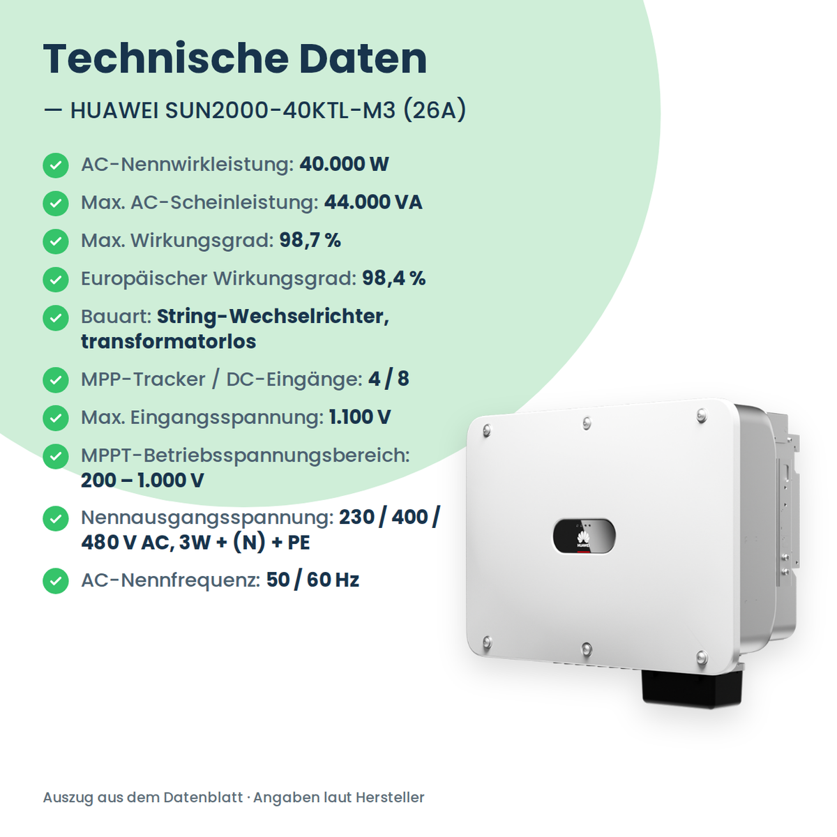 HUAWEI SUN2000-40KTL-M3 (26A) String-Wechselrichter 40 kW