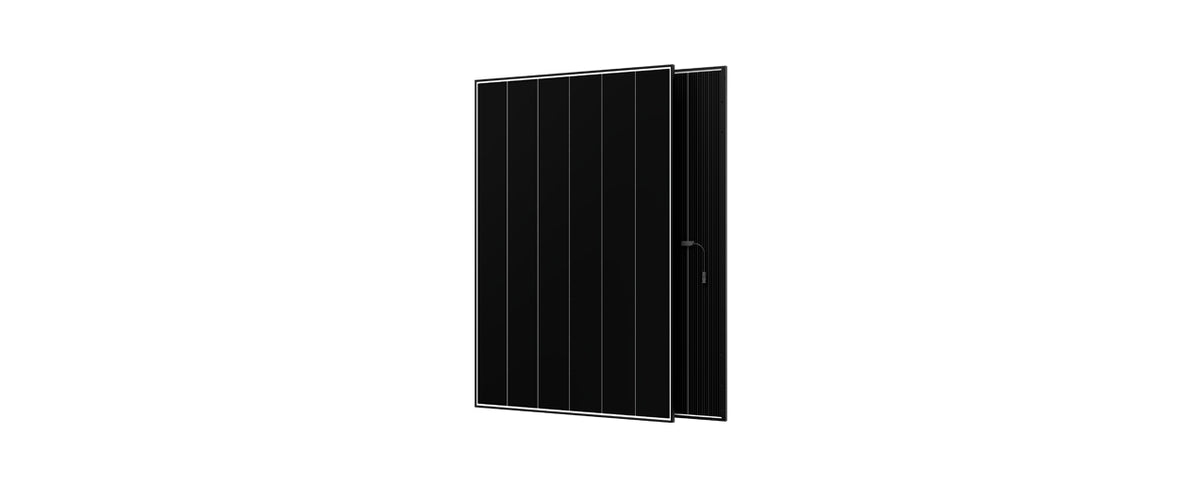 AIKO Neostar 3P+54 485 W Doppelglas-Solarmodul mit schwarzem Rahmen – Vorder- und Rückseite
