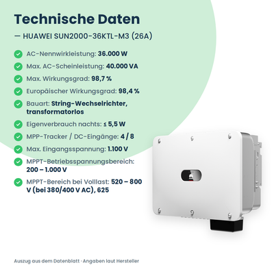 HUAWEI SUN2000-36KTL-M3 (26A) String-Wechselrichter 36 kW