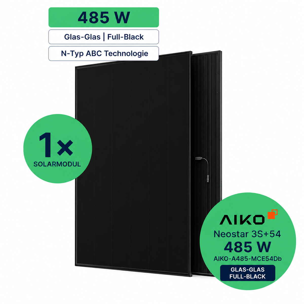 AIKO Neostar 3S+54 485 W Glas-Glas Full-Black Solarmodul Palette 37 Stück