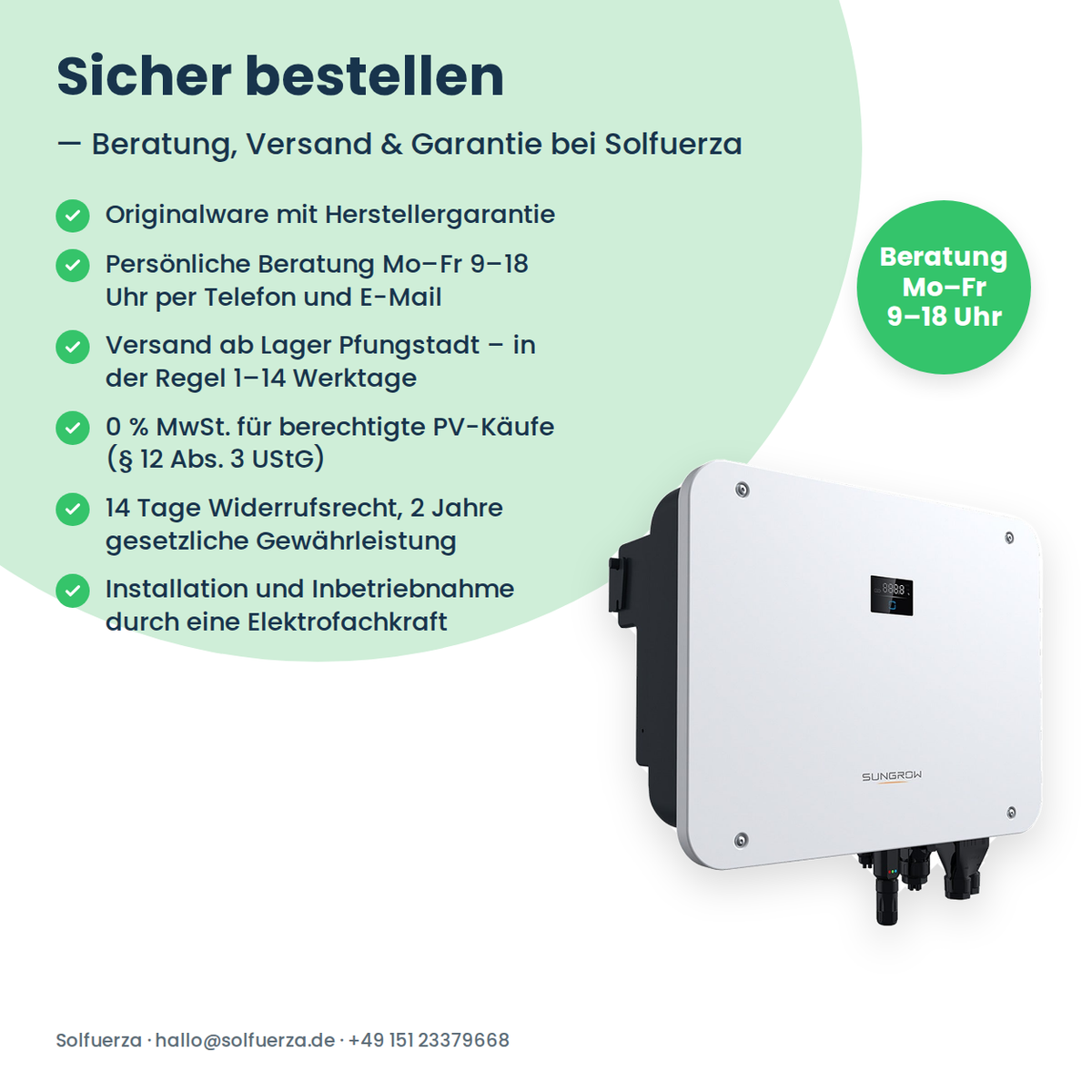 Sungrow SH10T – 10 kW Hybrid-Wechselrichter dreiphasig für Hochvolt-Speicher