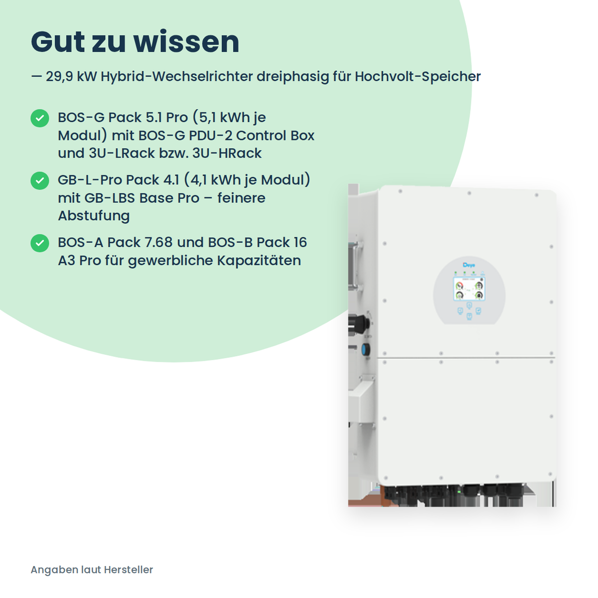 Deye SUN-29.9K-SG02HP3-EU – 29,9 kW Hybrid-Wechselrichter dreiphasig für Hochvolt-Speicher