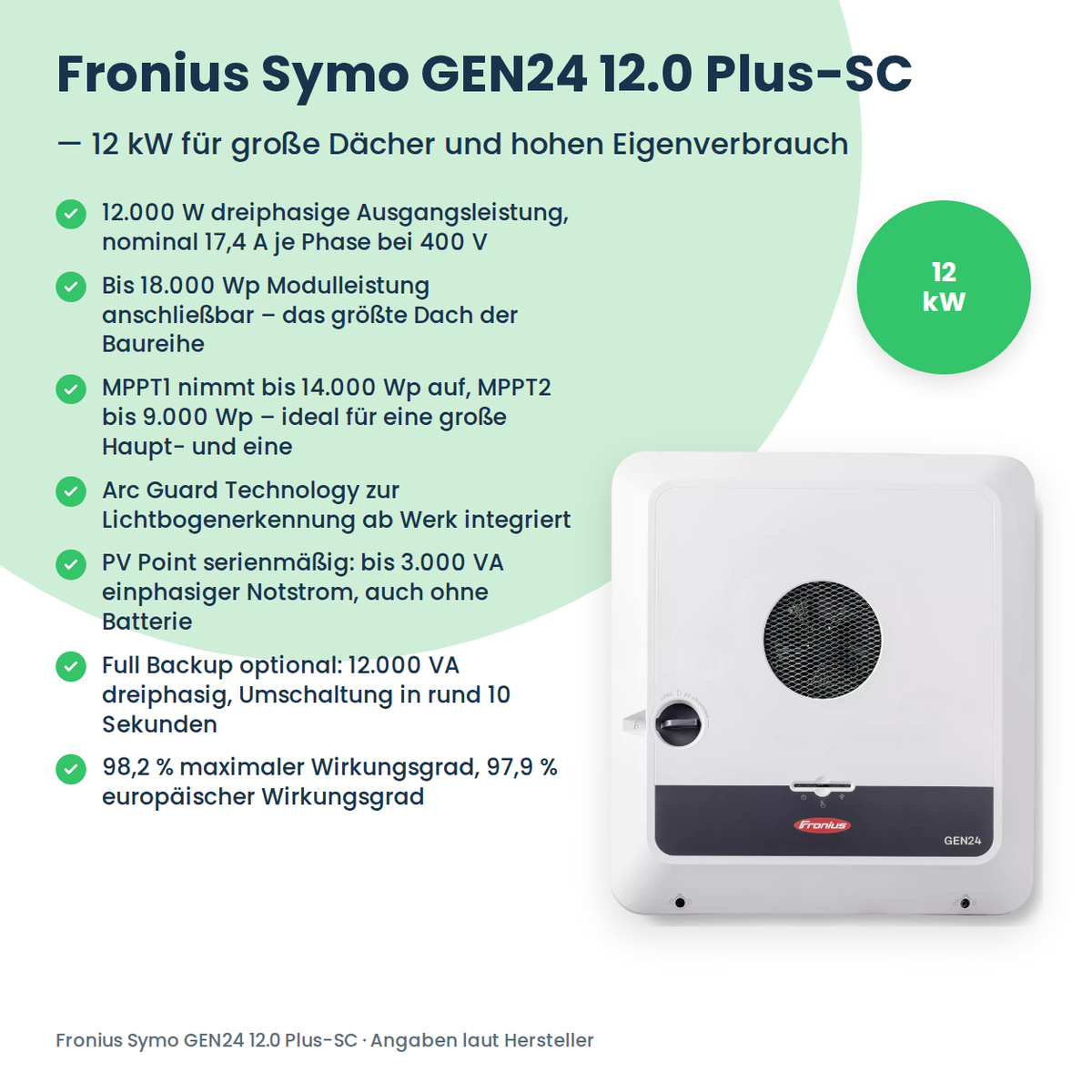 Fronius Symo GEN24 12.0 Plus-SC Hybrid-Wechselrichter 12 kW