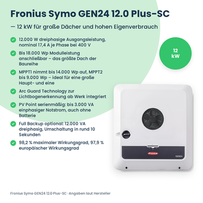 Fronius Symo GEN24 12.0 Plus-SC Hybrid-Wechselrichter 12 kW