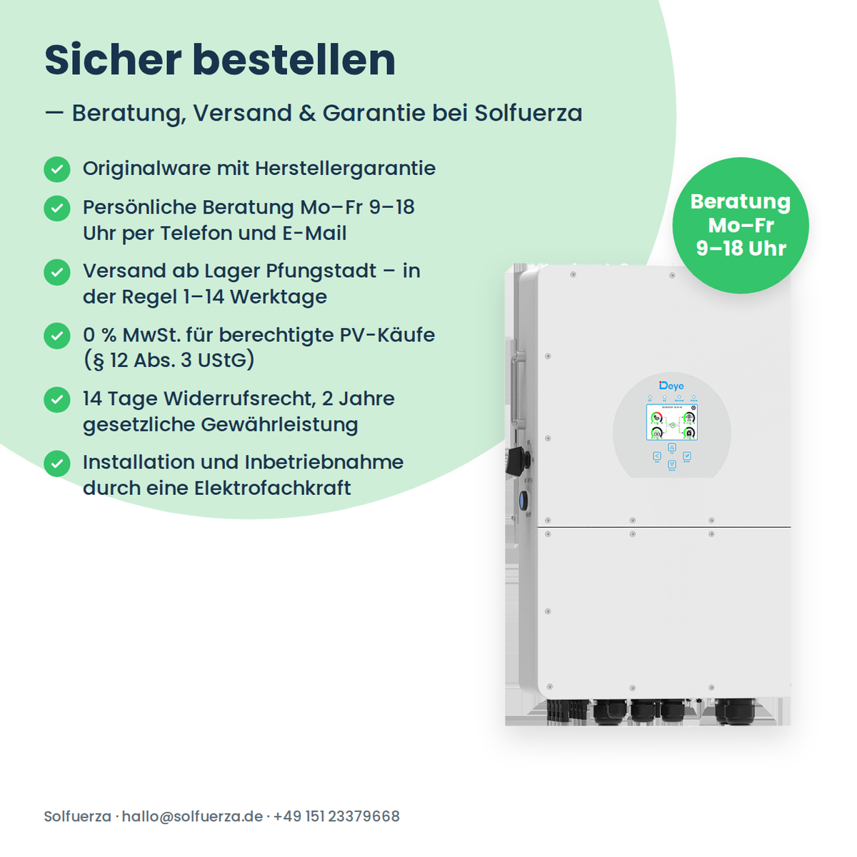 Deye SUN-25K-SG01HP3-EU – 25 kW Hybrid-Wechselrichter dreiphasig für Hochvolt-Speicher