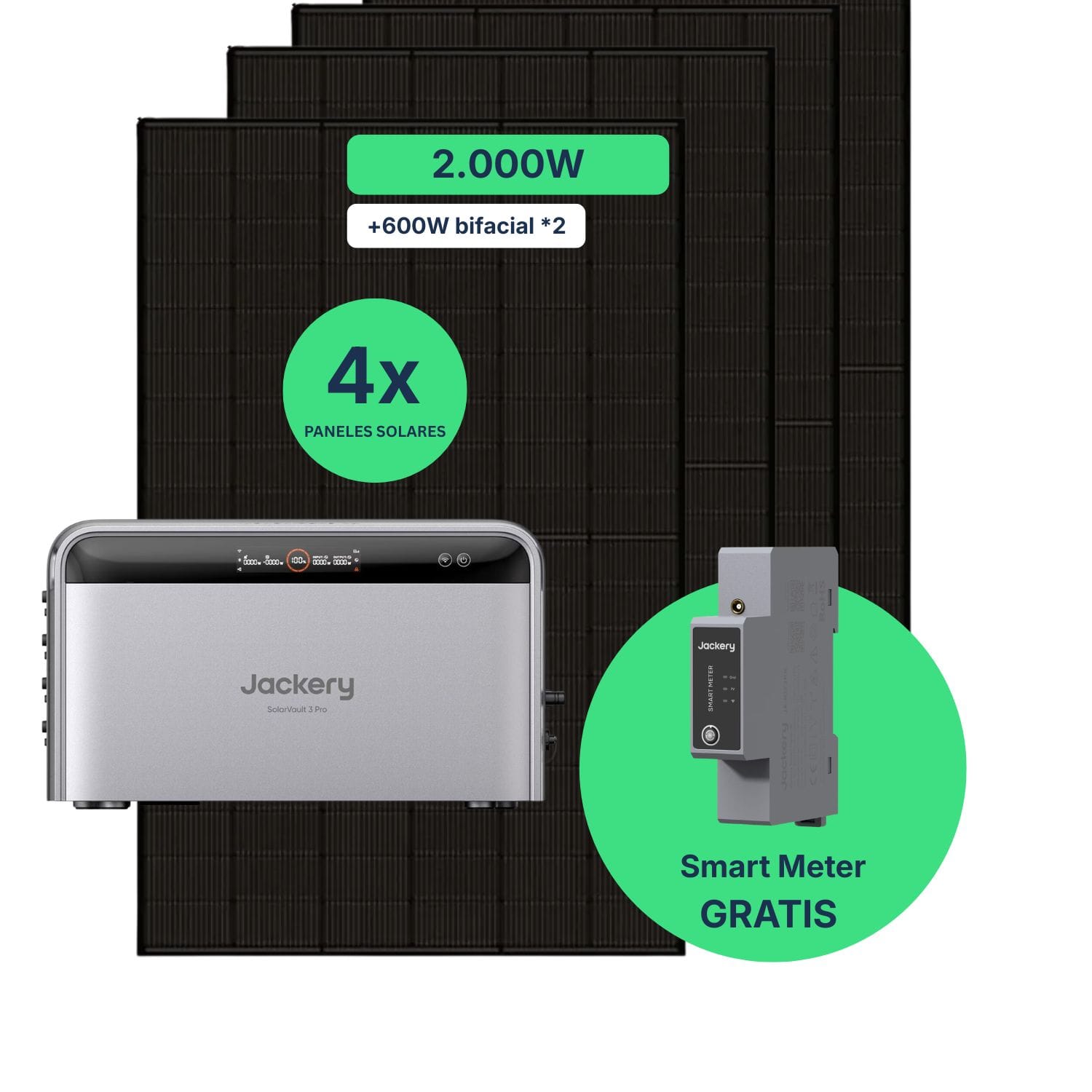 Kit Solar 2000W con Batería Jackery SolarVault 3 Pro para Autoconsumo | Plug & Play