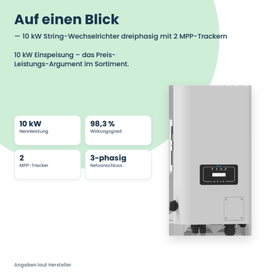Deye SUN-10K-G06 – 10 kW String-Wechselrichter dreiphasig mit 2 MPP-Trackern