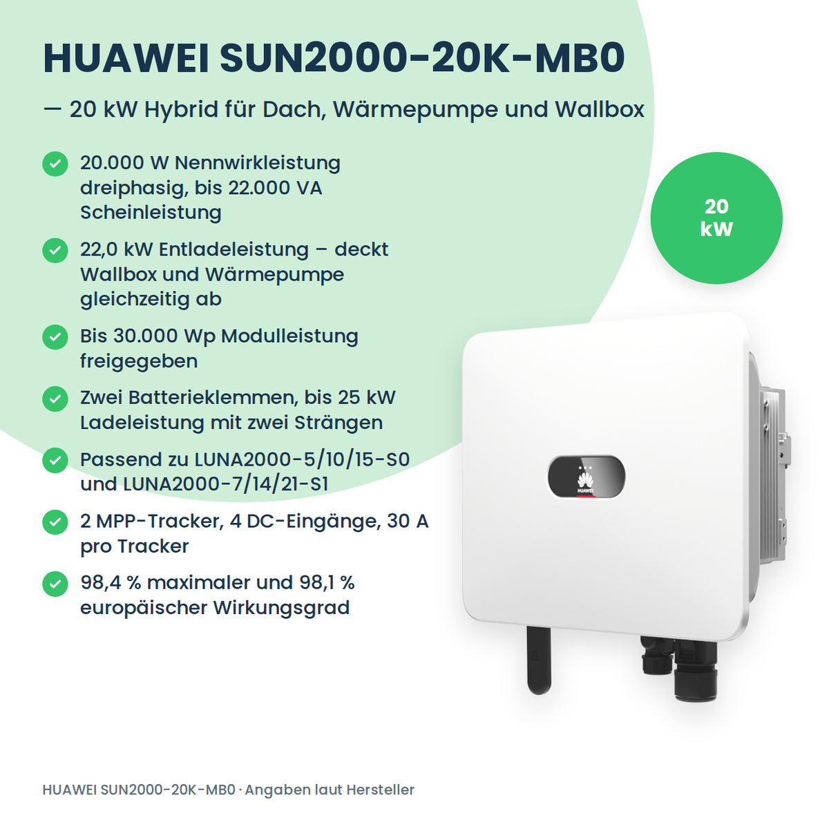 HUAWEI SUN2000-20K-MB0 Hybrid-Wechselrichter 20 kW