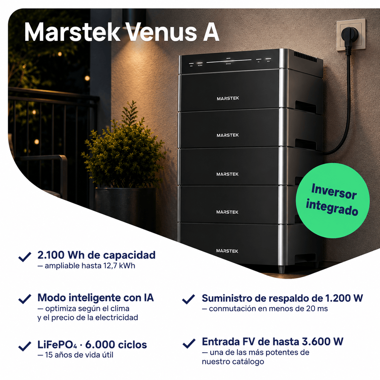 Marstek Venus A – 4 entradas MPPT independientes panel solar