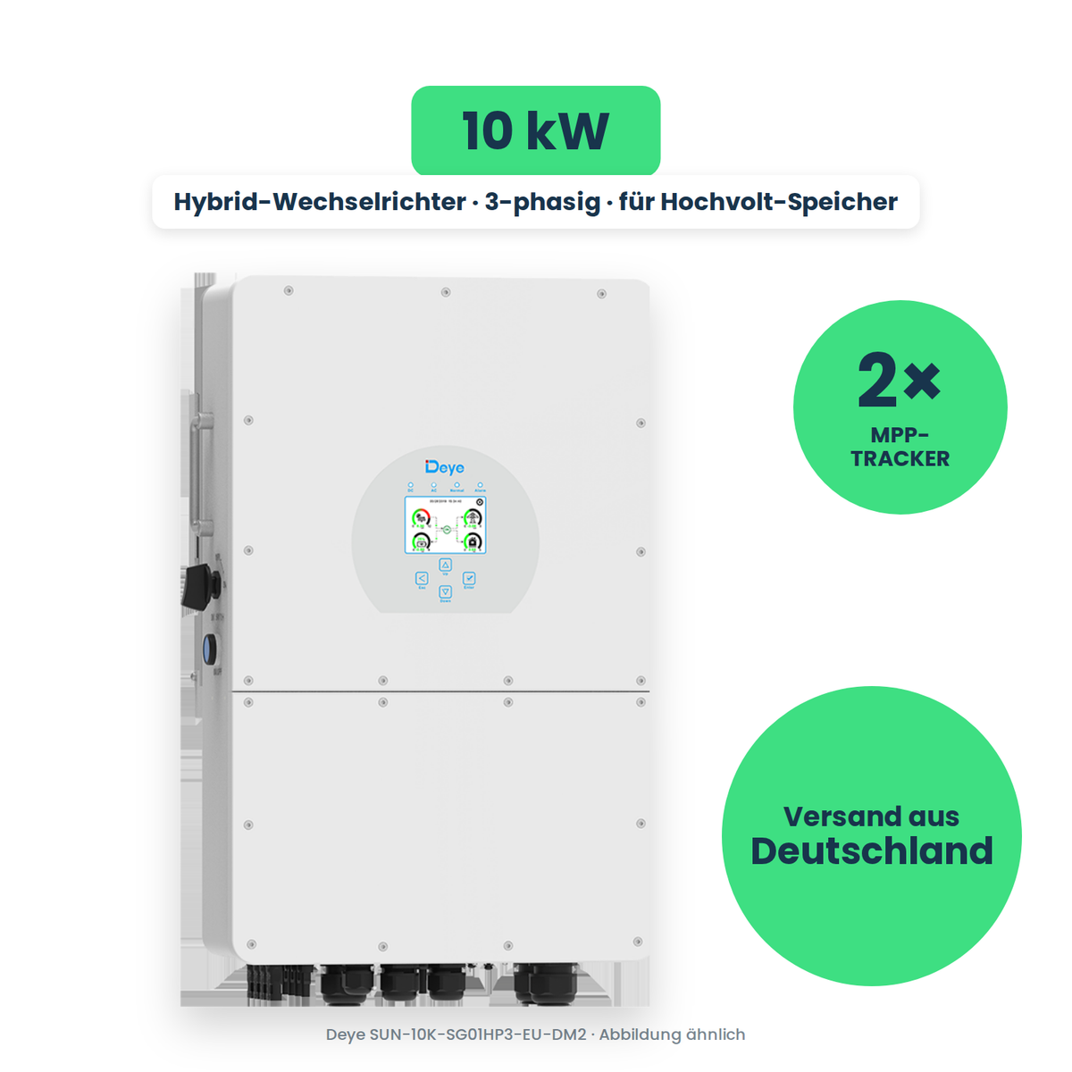 Deye SUN-10K-SG01HP3-EU-DM2 – Hybrid-Wechselrichter, freigestellt
