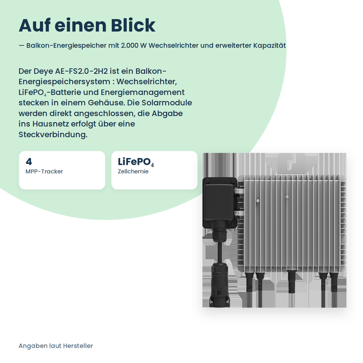 Deye AE-FS2.0-2H2 – Balkon-Energiespeicher mit 2.000 W Wechselrichter und erweiterter Kapazität