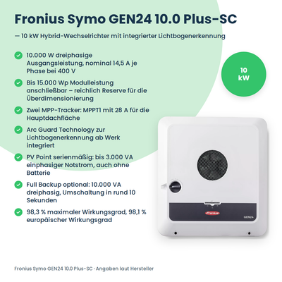 Fronius Symo GEN24 10.0 Plus-SC Hybrid-Wechselrichter 10 kW