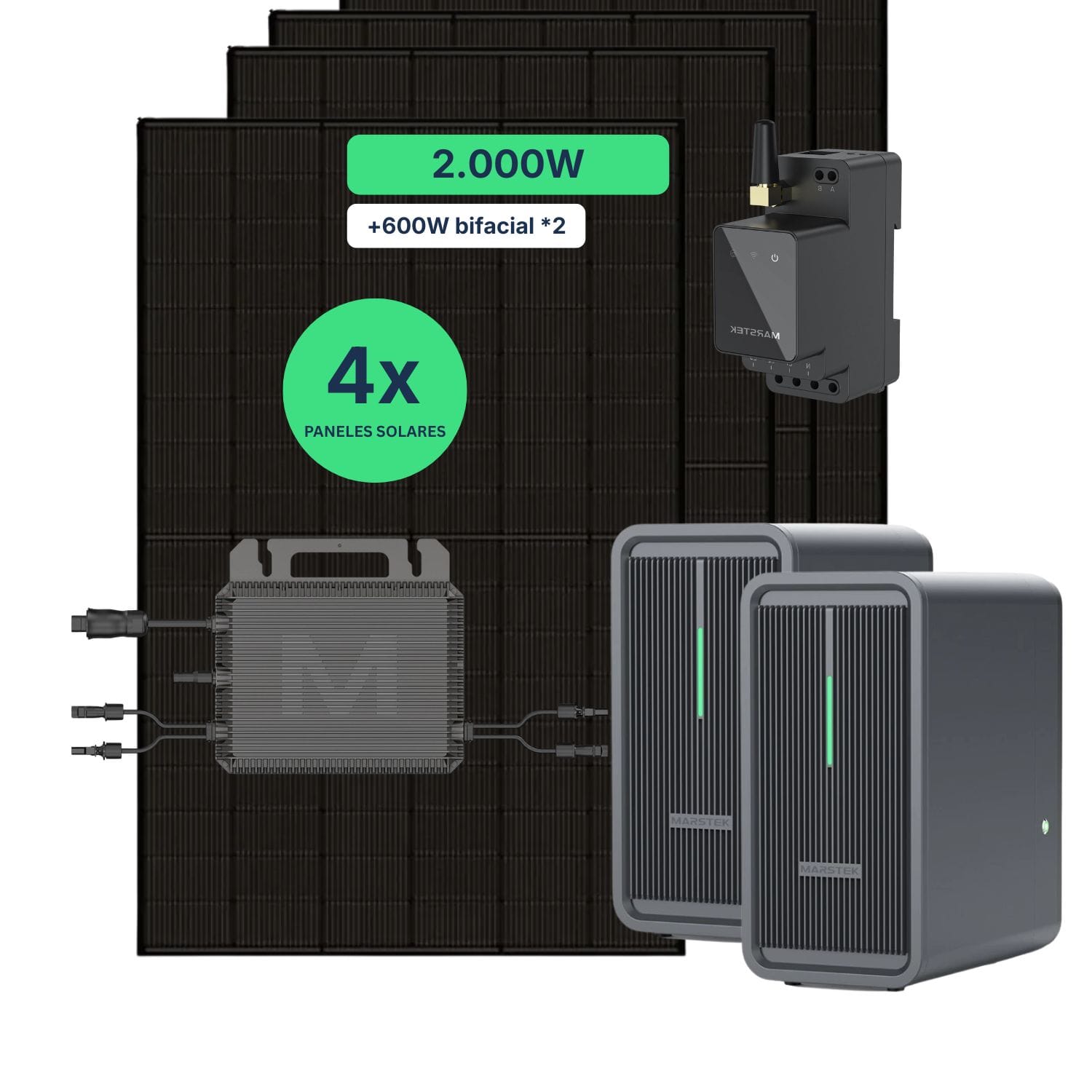 Kit Solar 2000W con Batería Marstek B2500D para Autoconsumo | Plug & Play
