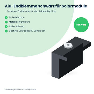 Solfuerza Alu-Endklemme schwarz für Solarmodule