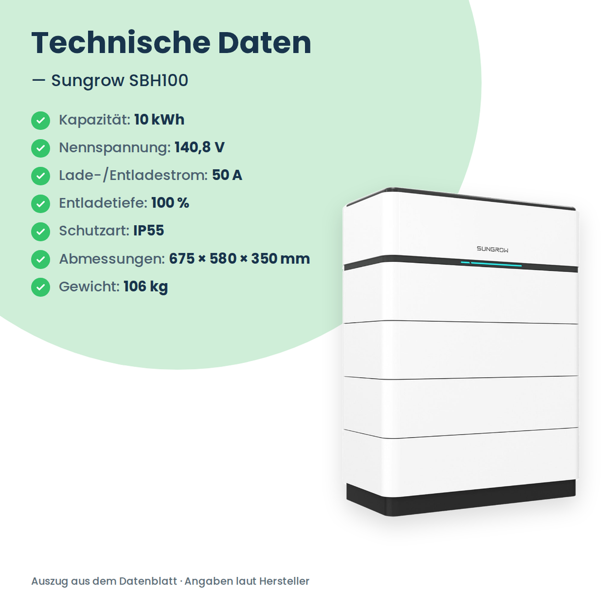Sungrow SBH100 Hochvolt-Batteriespeicher 10,0 kWh