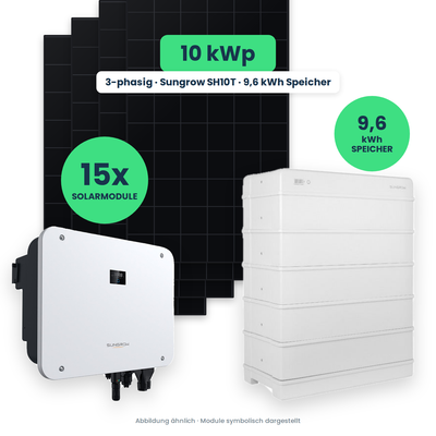 PV-Komplettset 10 kWp – 15× AIKO STELLAR 670W + Sungrow SH10T + Sungrow SBR096