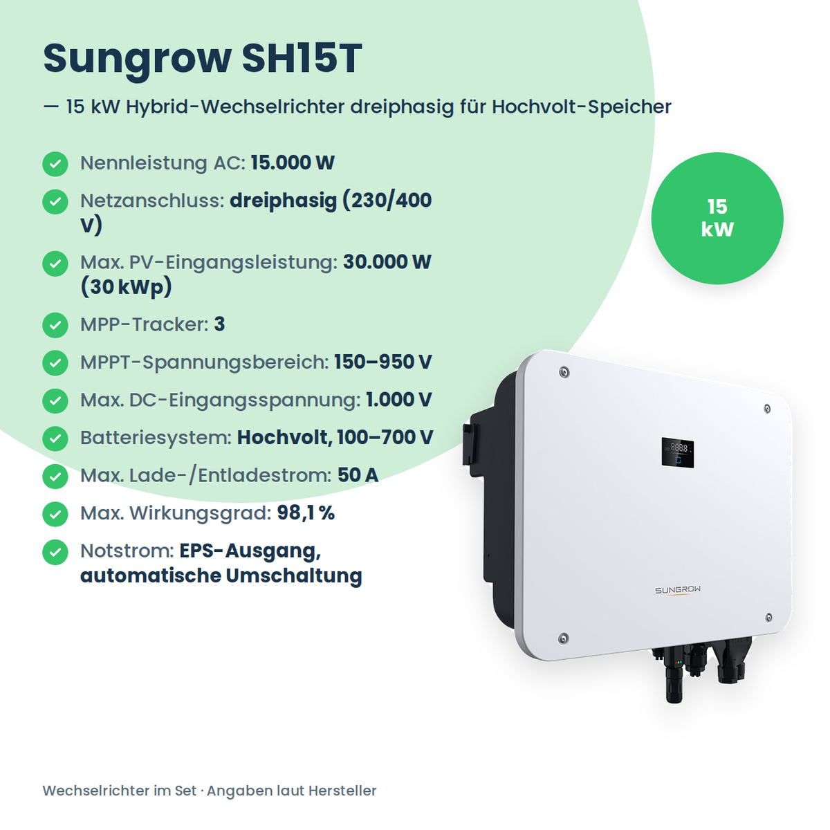 PV-Komplettset 16 kWp 3-ph. | 24× AIKO STELLAR 670W + Sungrow SH15T + Sungrow SBR128