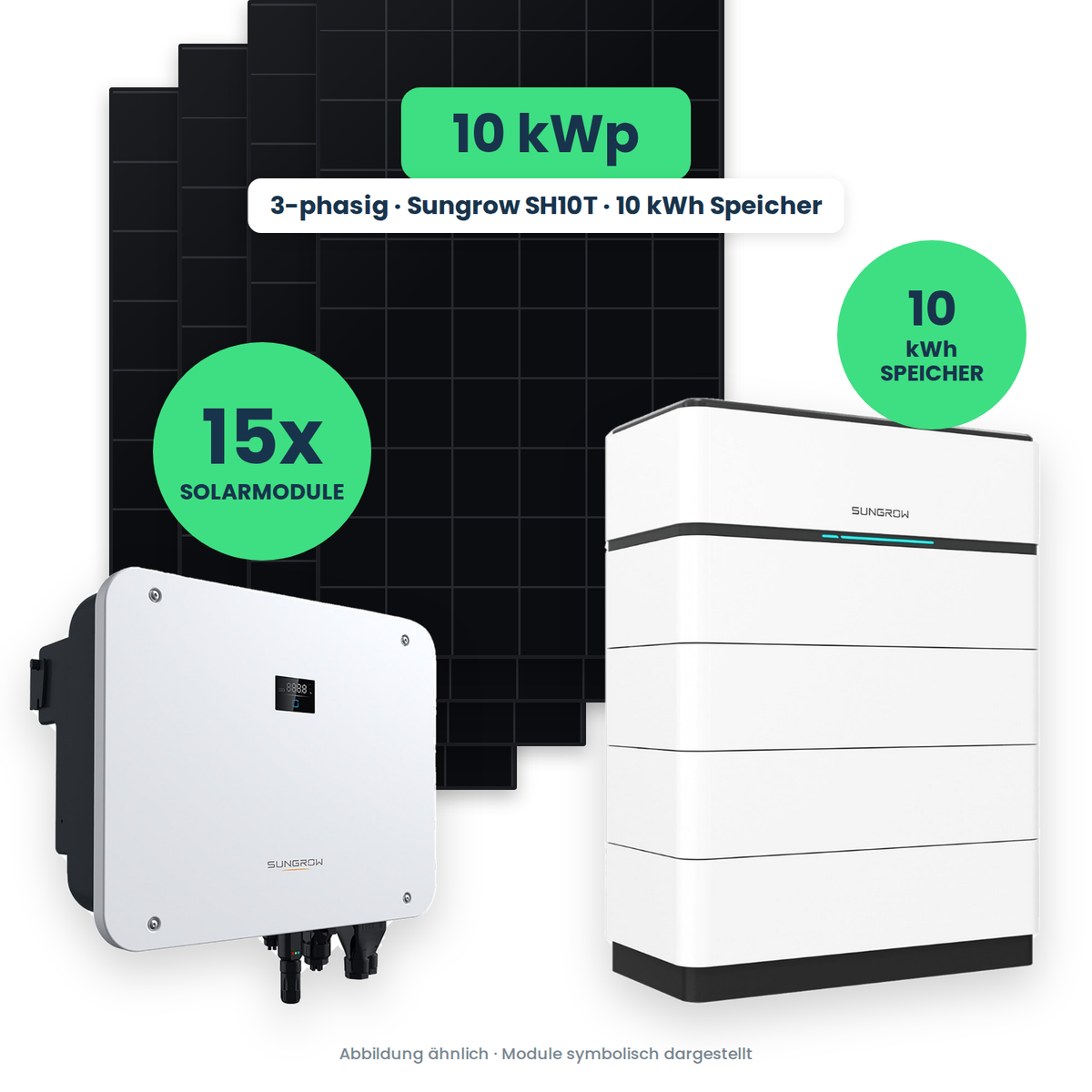 PV-Komplettset 10 kWp – 15× AIKO STELLAR 670W + Sungrow SH10T + Sungrow SBH100