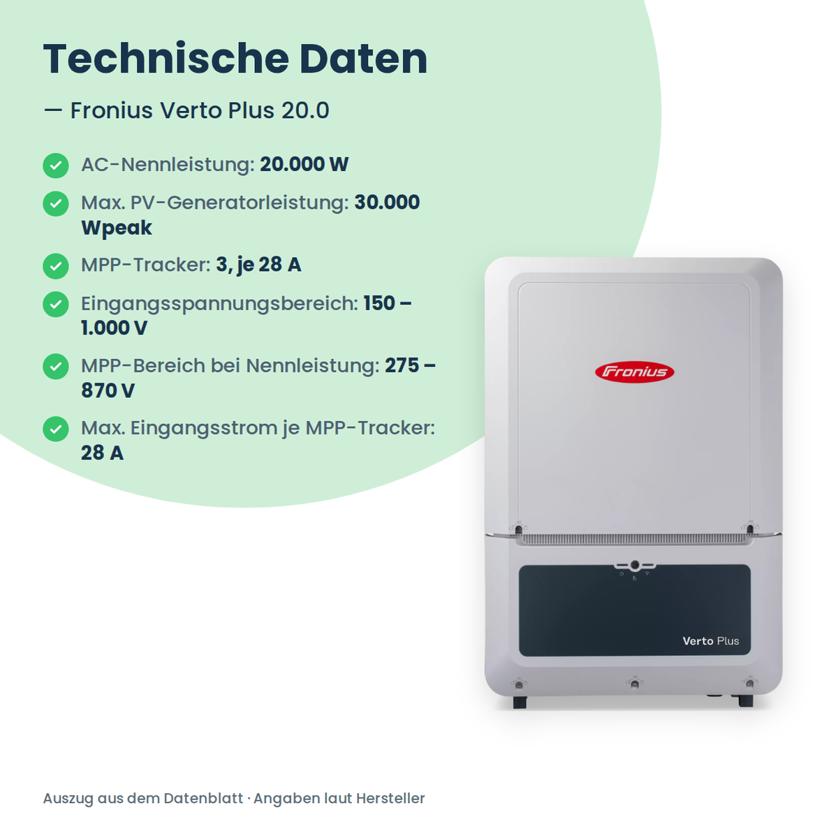 Fronius Verto Plus 20.0 Hybrid-Wechselrichter 20 kW