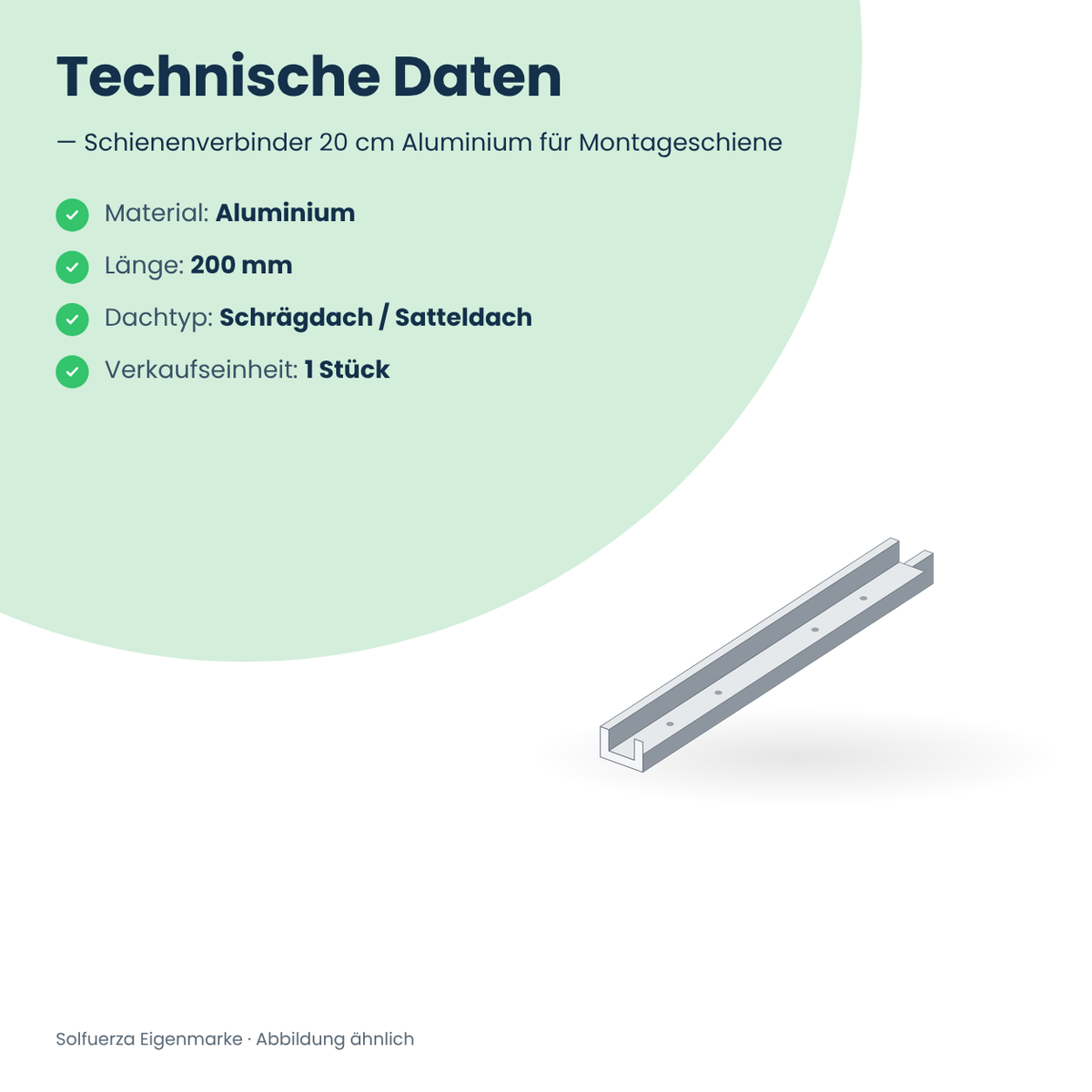 Solfuerza Schienenverbinder 20 cm Aluminium für Montageschiene